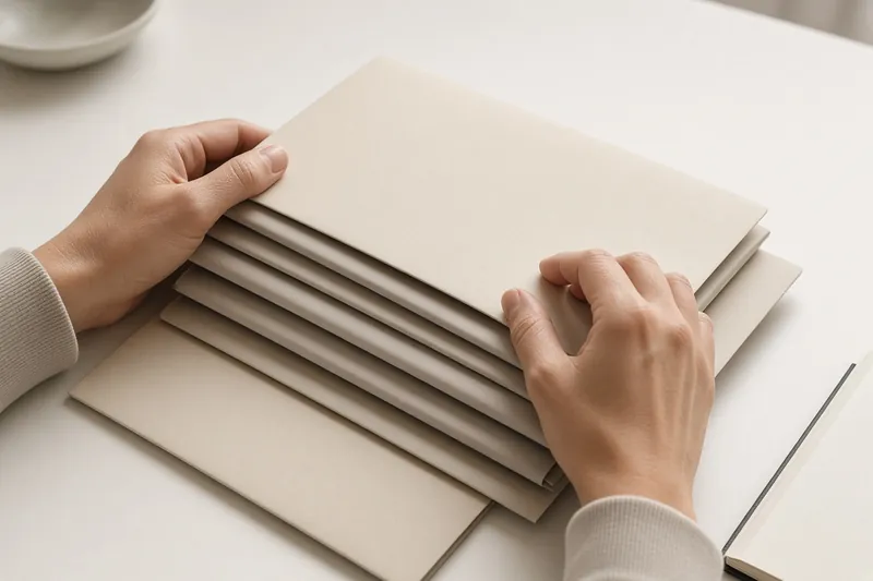 Hands organising document folders