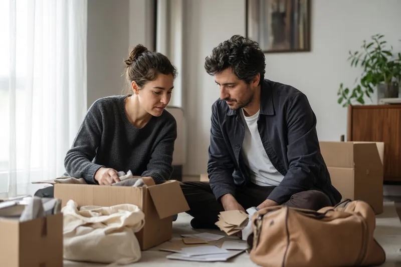 A couple preparing belongings for a move
