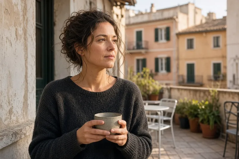 A woman on a terrace in Spain