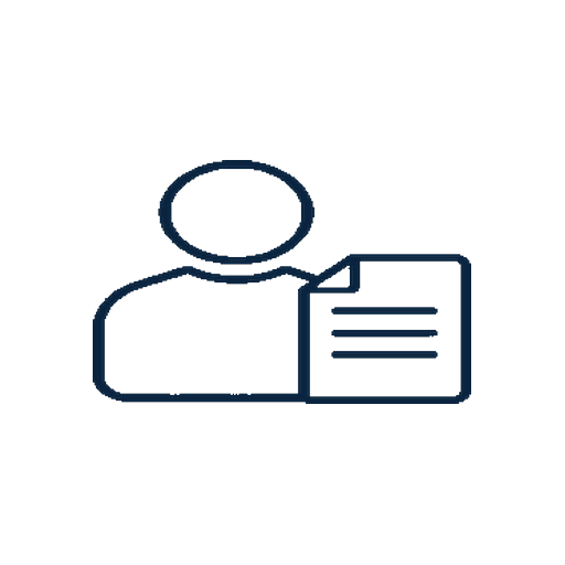 Line icon of a person and document representing personalized tax advice.